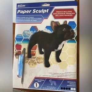 Paper Sculpture Model of a French Bulldog